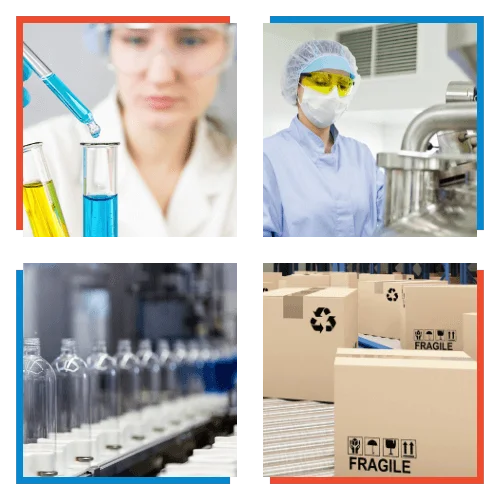 Etapas de laboratório, produção, envase e expedição de cosméticos pet